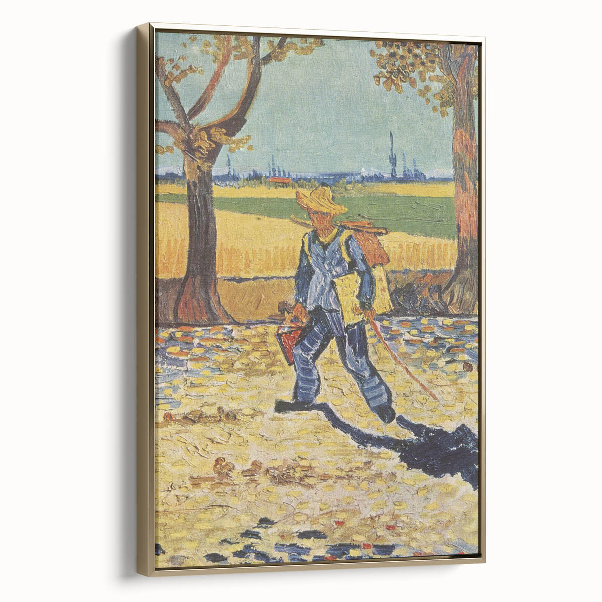 Framed canvas featuring a vintage-style landscape painting with dark tones, ideal for bedroom wall art.