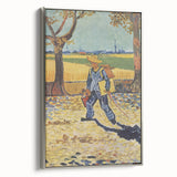 Framed canvas of Van Gogh's landscape painting featuring colorful strokes, ideal for black wall art in a living room.