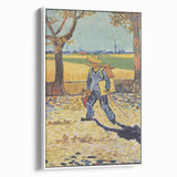 Vintage poster art of Van Gogh's painting on a large framed canvas, featuring a colorful palette.