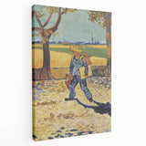 Vincent van Gogh inspired artwork on stretched canvas, featuring swirling blue and yellow tones, ideal for kitchen wall art.