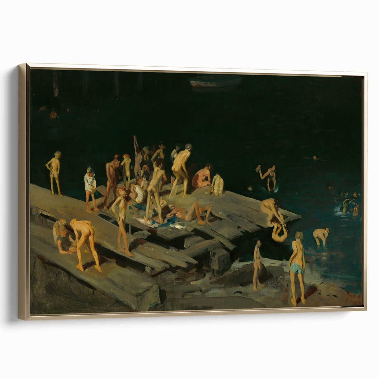 Modern Wall Art: Dynamic Scene of Children by the Waterfront