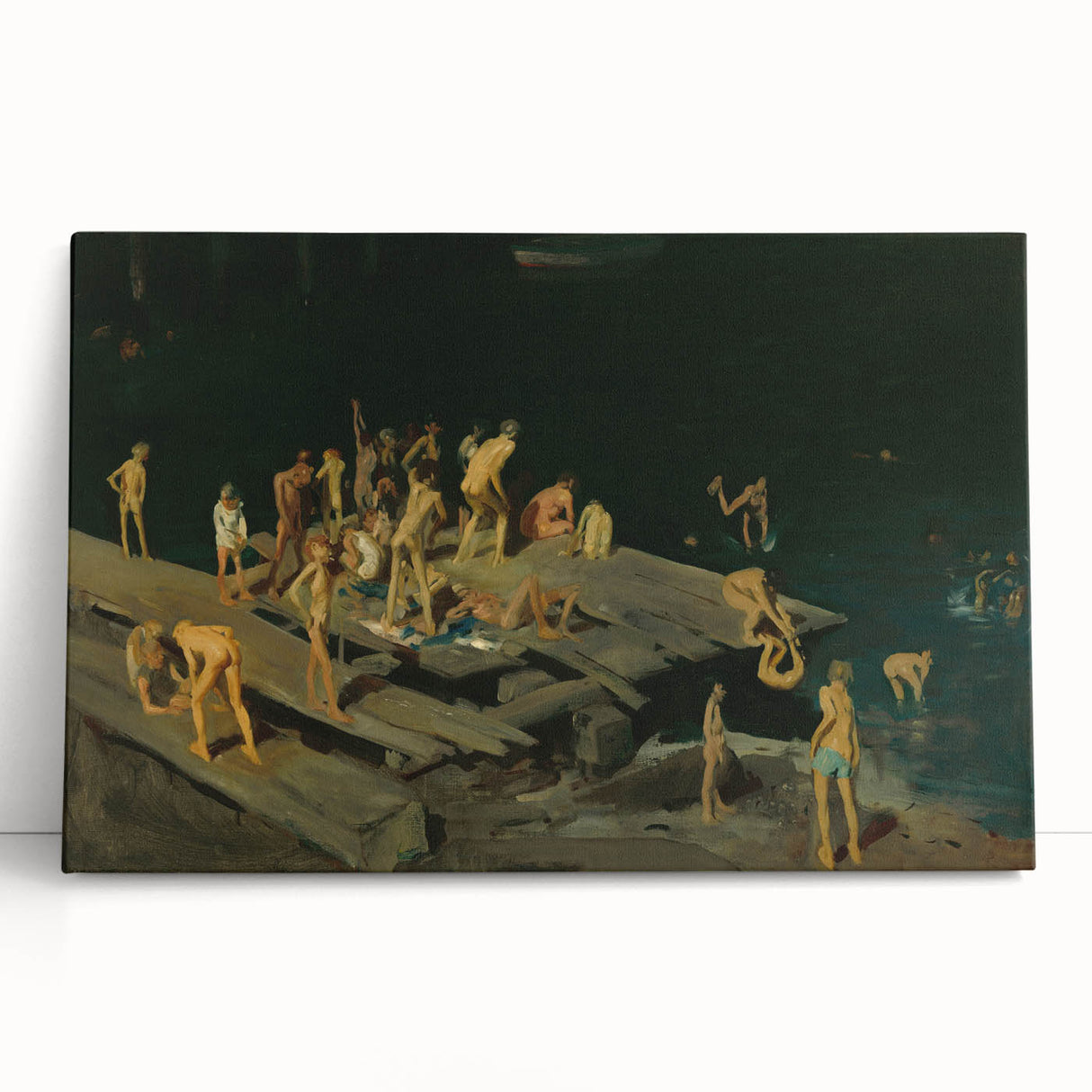 Modern Wall Art: Dynamic Scene of Children by the Waterfront