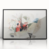 Modern Wall Art: Abstract Rooftops and Trees with Geometric Flair