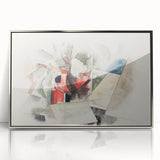 Modern Wall Art: Abstract Rooftops and Trees with Geometric Flair