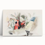 Modern Wall Art: Abstract Rooftops and Trees with Geometric Flair