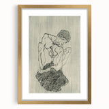 Modern Figurative Sketch - Egon Schiele's Abstract Line Art Print