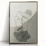 Modern Figurative Sketch - Egon Schiele's Abstract Line Art Print