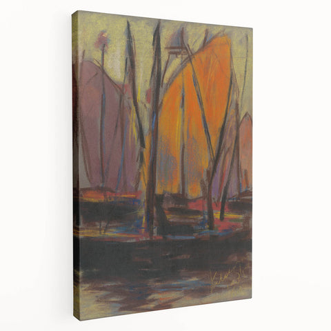 Abstract Harbor Scene - Vibrant Modern Wall Art by Zolo Palugyay