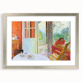 Modern Wall Art: Vibrant Country Dining Room with Scenic Outdoor View