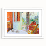 Modern Wall Art: Vibrant Country Dining Room with Scenic Outdoor View
