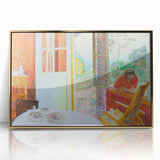 Modern Wall Art: Vibrant Country Dining Room with Scenic Outdoor View