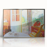 Modern Wall Art: Vibrant Country Dining Room with Scenic Outdoor View