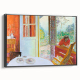 Modern Wall Art: Vibrant Country Dining Room with Scenic Outdoor View