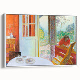 Modern Wall Art: Vibrant Country Dining Room with Scenic Outdoor View