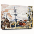 Modern Wall Art: Abstract Railroad Scene with Rustic Urban Charm