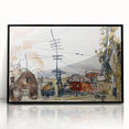 Modern Wall Art: Abstract Railroad Scene with Rustic Urban Charm