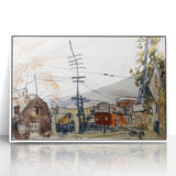Modern Wall Art: Abstract Railroad Scene with Rustic Urban Charm
