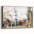 Modern Wall Art: Abstract Railroad Scene with Rustic Urban Charm