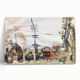 Modern Wall Art: Abstract Railroad Scene with Rustic Urban Charm