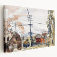Modern Wall Art: Abstract Railroad Scene with Rustic Urban Charm