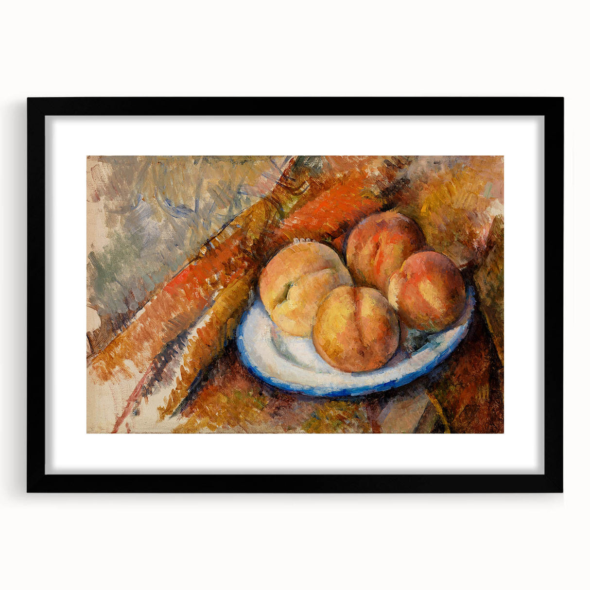 Modern Wall Art: Still Life of Peaches on Plate with Warm Tones