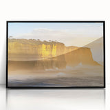 Framed acrylic artwork depicting majestic cliffs and serene landscapes, showcasing vibrant colors and intricate details, perfect for modern home decor.