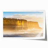 Stunning landscape print showcasing dramatic cliffs and vibrant colors, rolled for easy transport and display, perfect for enhancing home decor.