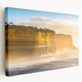 Stretched canvas artwork showcasing a stunning cliff landscape, featuring vibrant colors and intricate details, perfect for elevating home decor with natural beauty.