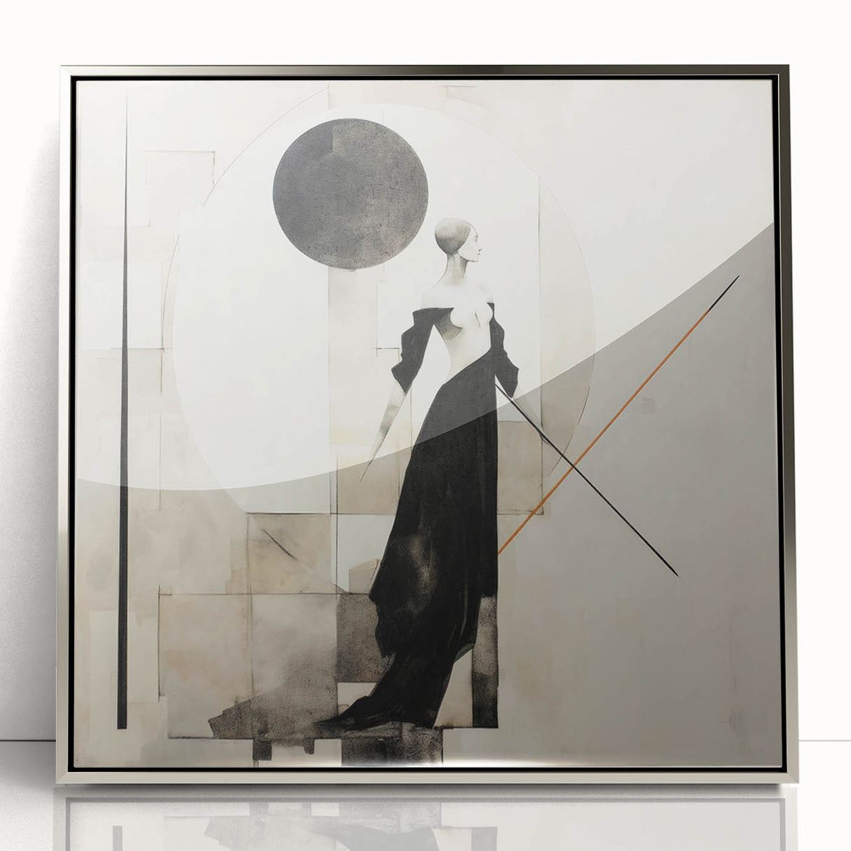 Elegant Abstract Living Room Wall Art – Black & Beige Fashion Canvas
