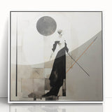 Elegant Abstract Living Room Wall Art – Black & Beige Fashion Canvas