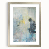 Abstract figurative art frame with a silver mat, showcasing a modern design suitable for contemporary decor. Perfect for elevating interior aesthetics.