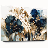 Abstract floral wall art design displayed in an elegant acrylic frame, showcasing vibrant colors and intricate patterns, perfect for modern home decor.