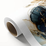 Abstract floral wall art on rolled canvas, featuring vibrant colors and intricate patterns, ideal for modern home decor, presented in a protective cardboard tube.