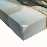 Close-up of an abstract floral wall art design on stretched canvas, showcasing vibrant colors and intricate details, perfect for modern home decor.