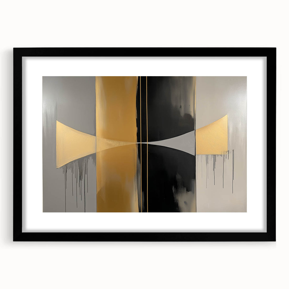 Black geometric frame showcasing an abstract design, featuring a matte finish and sleek lines, ideal for modern home decor or gallery displays.
