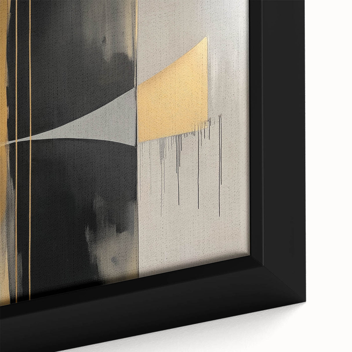Close-up view of a framed abstract geometric canvas artwork showcasing vibrant colors and intricate patterns, ideal for modern home decor and artistic aesthetics.