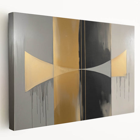 Abstract geometric canvas art with vibrant blue, gold, and black colors, showcasing a modern design that adds a stylish touch to any interior decor. Ideal for contemporary living spaces and art enthusiasts seeking unique wall decorations.