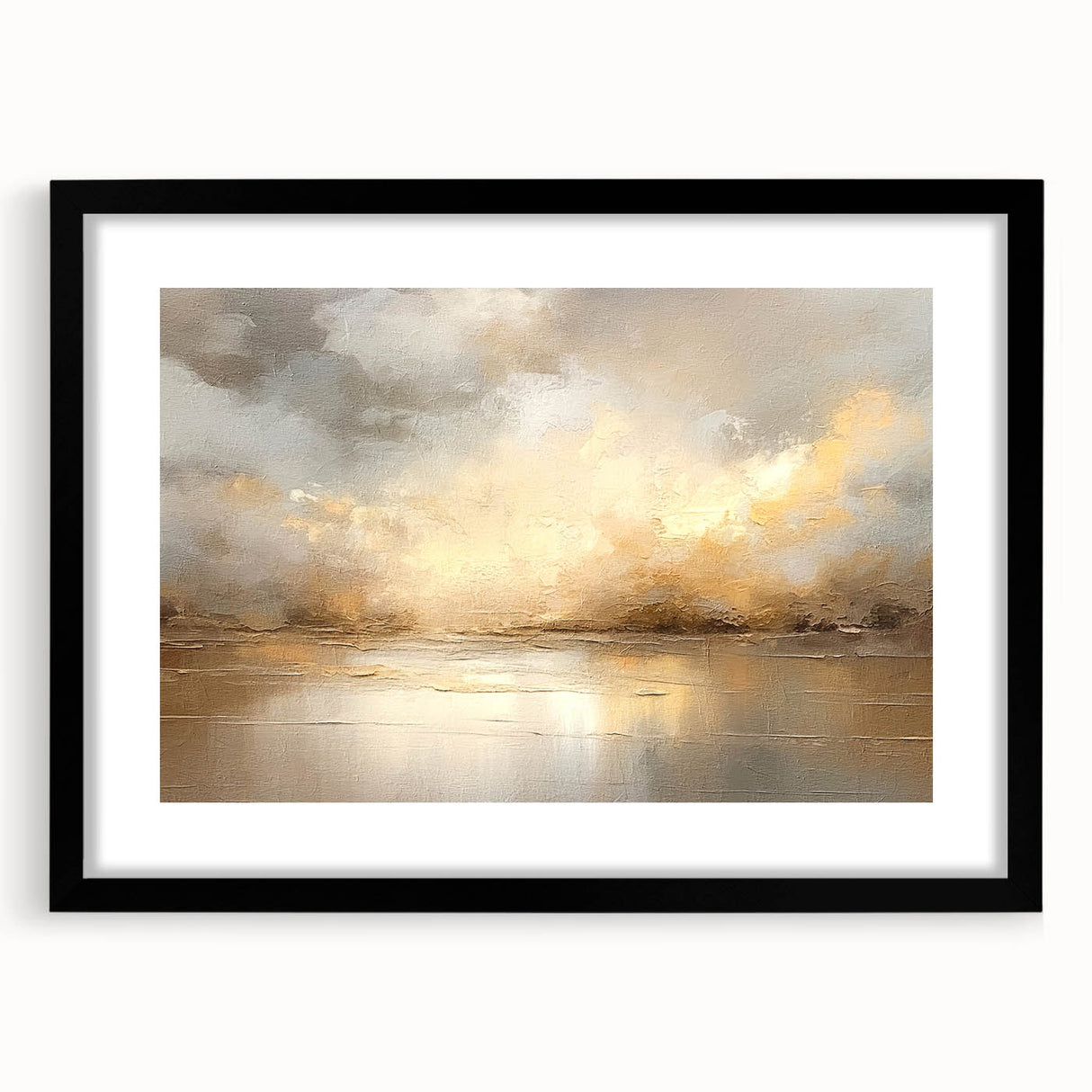 Abstract landscape wall art in a black frame with a mat, showcasing vibrant colors and intricate patterns, ideal for modern home decor and artistic enhancement.