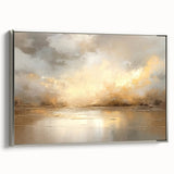 Framed abstract landscape wall art featuring soft hues of blue and gray, with a sleek silver frame, displayed in a stylish interior setting, adding a modern touch to home decor.