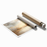 Abstract landscape wall art print showcasing vibrant colors and fluid shapes, rolled and ready for display. Ideal for modern home decor and artistic interiors.