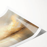 Abstract landscape wall art print showcasing vibrant blues and greens, featuring fluid shapes and textures, rolled and ready for framing or display in modern interiors.