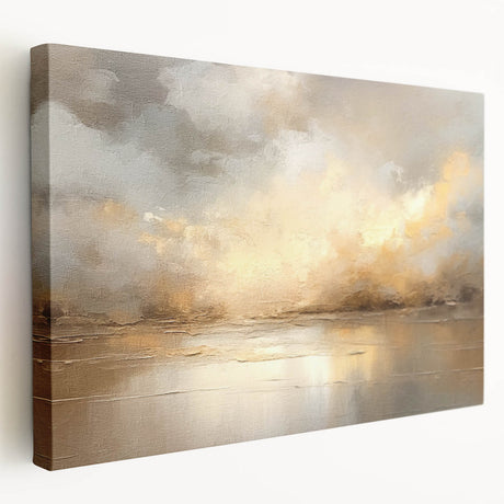 Abstract landscape wall art on stretched canvas showcasing vibrant colors and dynamic textures, perfect for modern home decor. Side view highlights its depth and artistic flair.
