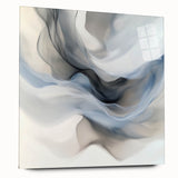 Fluid Abstract Wall Art – Ethereal Flow in Soft Gray & Blue Tones
