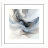 Fluid Abstract Wall Art – Ethereal Flow in Soft Gray & Blue Tones