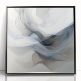 Fluid Abstract Wall Art – Ethereal Flow in Soft Gray & Blue Tones