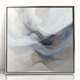 Fluid Abstract Wall Art – Ethereal Flow in Soft Gray & Blue Tones