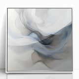 Fluid Abstract Wall Art – Ethereal Flow in Soft Gray & Blue Tones