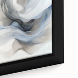 Fluid Abstract Wall Art – Ethereal Flow in Soft Gray & Blue Tones