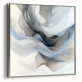 Fluid Abstract Wall Art – Ethereal Flow in Soft Gray & Blue Tones