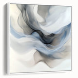 Fluid Abstract Wall Art – Ethereal Flow in Soft Gray & Blue Tones